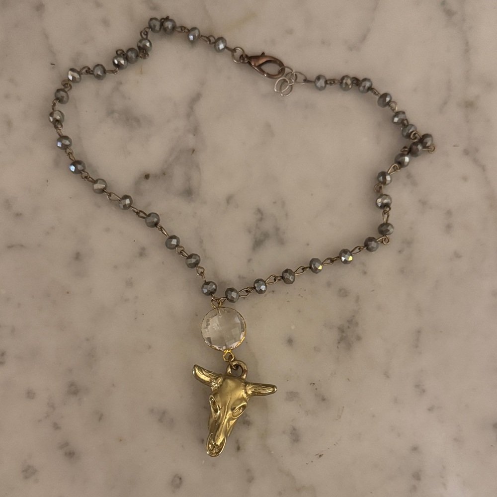 Gold Bull Pendant Necklace